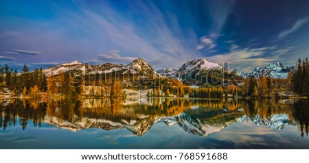 panorama of a mountain lake in winter scenery, Strbske Pleso, Slovakia, High Tatras	 Foto stock © 