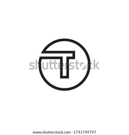 T circle letter lines logo design vector