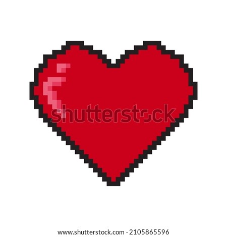 minecraft heart pixel art icon isolated on white background