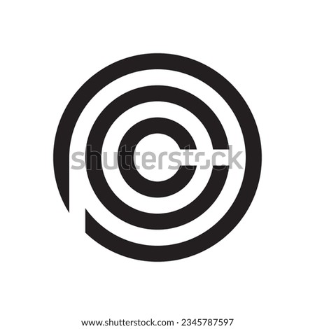 circle line letter PCC logo isolated on white background.