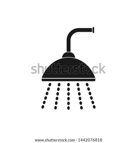 Showerhead black solid icon with water drop. Flat Showerhead icon vector for mobile and web design.