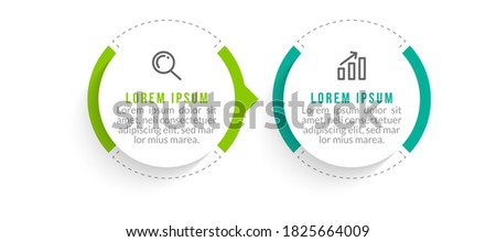 Minimal Business Infographics template. Timeline with 2 steps, options and marketing icons .Vector linear infographic with two conected elements. Can be use for presentation.