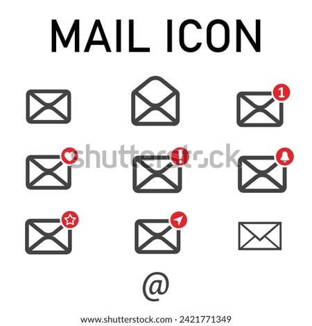 Multiple Mail Vector Icon, Different Mail Icon