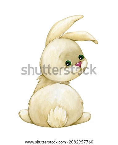 Watercolor animal, in delicate boho color, on an isolated background. Bunny, Easter hero