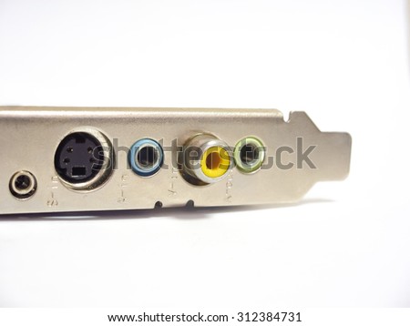 output jacks of the TV tuner on a metal bar for PC