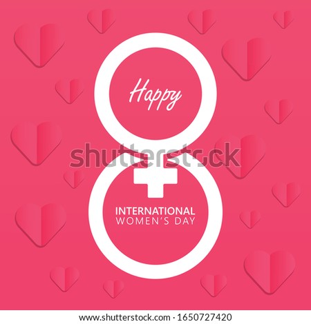 Poster Design, Happy Women's Day 8 March Logo, Without Shadow And Love Icon