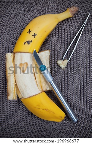 Fun food. Banana operation