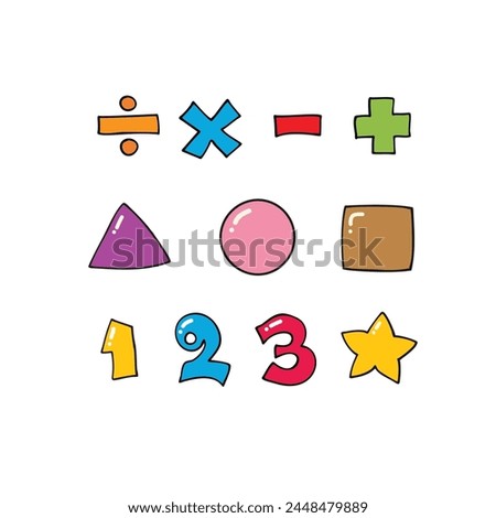 School clipart, shapes, math operations, educational graphics