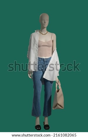 Similar – Foto Bild Frau in Jeans am Strand stehend