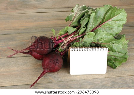 beets with blank cook book for shopping list , blanck recipe book