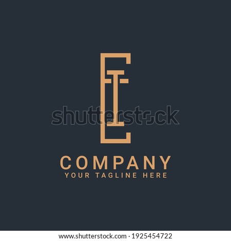 monogram logo letters EI or IE in gold colors