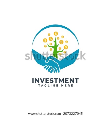Finance Invest Investment Business Logo Template With Handshake and Money Tree Illustration Design 商業照片 © 