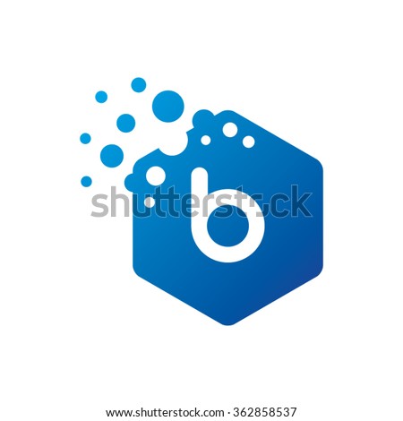 Letter B Hexagon Bubbles Vector