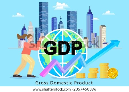 Gross domestic product. economic growth column and market productivity chart. world economy ranking, market economy concept. GDP vector isolated illustration.