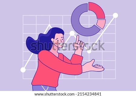 Woman taking part in business activity. Business concept. Online business, key to success, leadership, startup teamwork, collaboration abstract metaphor. Find information for businesses. vector 商業照片 © 