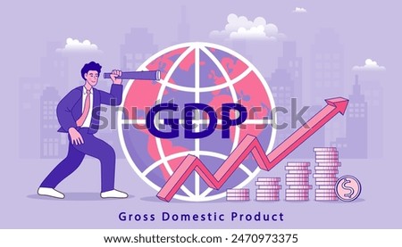 Gross domestic product. economic growth column and market productivity chart. world economy ranking, market economy concept. GDP vector isolated illustration.