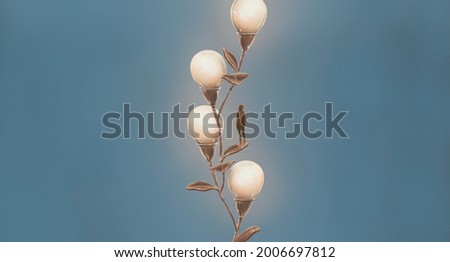 Concept idea of light bulb creative imagination and thinking, surreal conceptual art, 3d illustration, painting artwork, graphic design