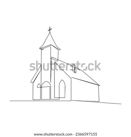 Church Single continuous line illustration template