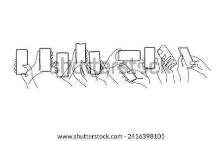 Hand holding phone continues illustration design template