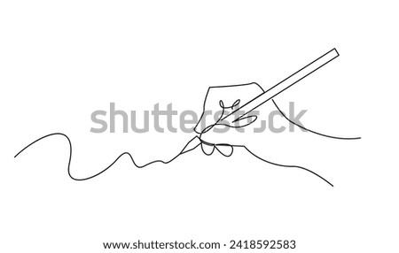 hand writing with pencil in continous line drawing vector illustration