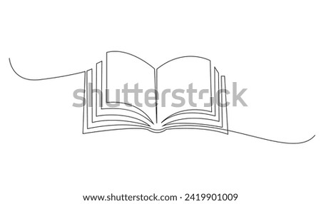 Continuous line art drawing of book illustration template