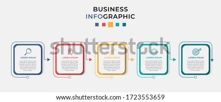 Business Infographic design template Vector with icons and 5 options or steps. Can be used for process diagram, presentations, workflow layout, banner, flow chart, info graph
