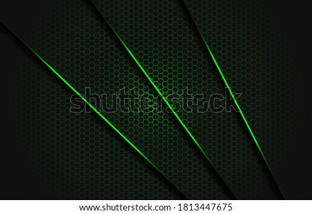 Abstract green slash dark grey triangle with red line on hexagon mesh pattern design modern luxury futuristic background eps10 vector 