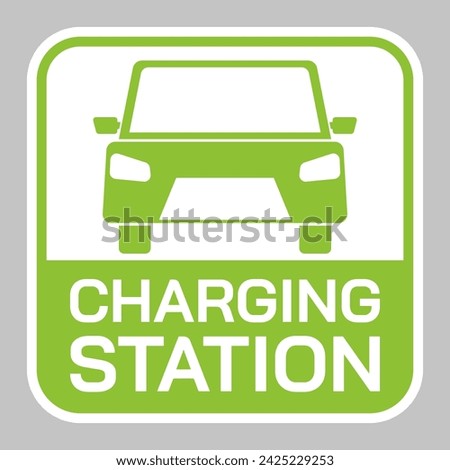 Sign, logo, electric car parking station for charging batteries, vector illustration.