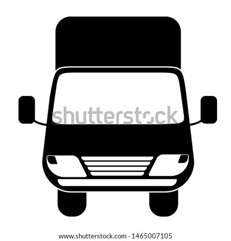 Fast moving shipping delivery truck front view icon vector on white background. truck front view trendy filled icons from Transport collection. truck front view vector illustration