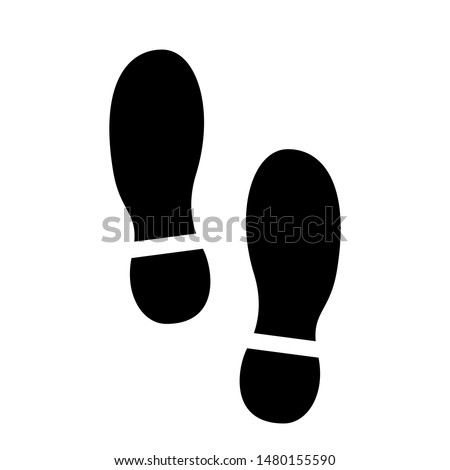 footstep icon, step walk footprint mark, shoeprint icon, flat, outline style  on white background
