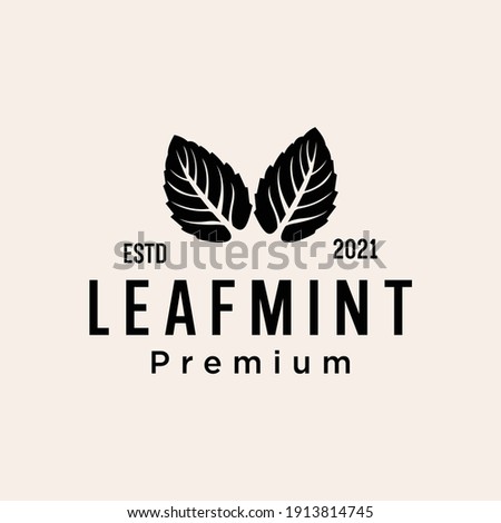 mint leaf nature logo design vector