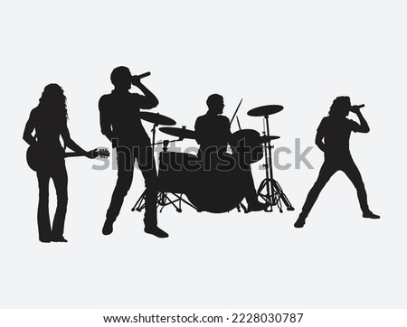 Singing gang vector art silhouette with white background