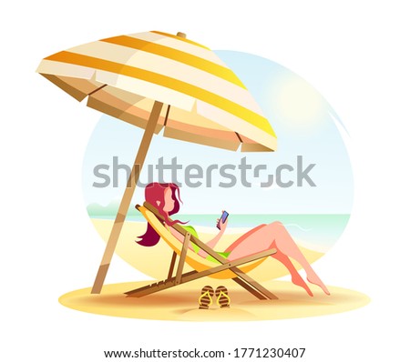 Similar – Image, Stock Photo Sunshade and deck chairs on a beach in Mauritius