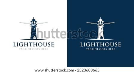 Lighthouse Logo Design Inspiration. Harbor Icon. Light Beacon Symbol. Maritime Tower emblem. Vector Illustration.