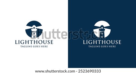 Lighthouse Logo Design Inspiration. Harbor Icon. Light Beacon Symbol. Maritime Tower emblem. Vector Illustration.