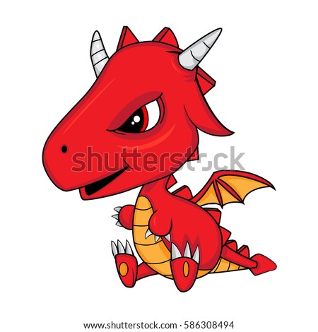 Illustration Of Cute Cartoon Angry Baby Dragonvector Eps 8 With