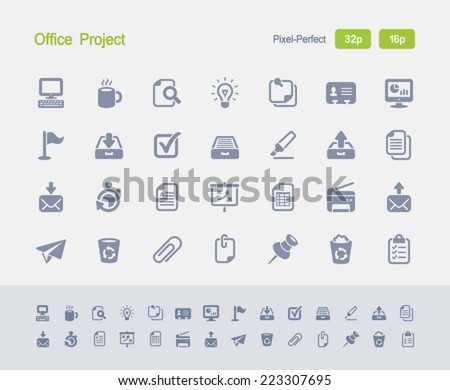 Office Project Icons. Granite Icon Series. Simple glyph style icons designed in a 32x32px grid and redesigned in a 16x16px grid.