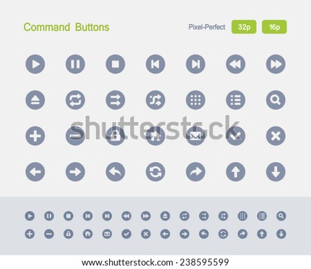 Command Buttons. Granite Icon Series. Simple glyph style icons optimized for two sizes.
