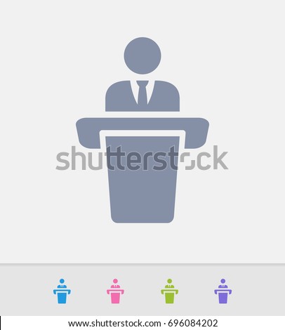 Businessman Holding Speech - Granite Icons. A professional, pixel-perfect icon designed on a 32x32 pixel grid and redesigned on a 16x16 pixel grid for very small sizes.