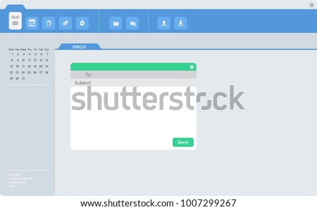 Email application screen and sending pop-up window.