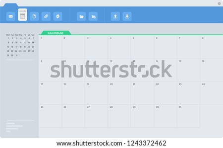 Email calendar application screen, interface.