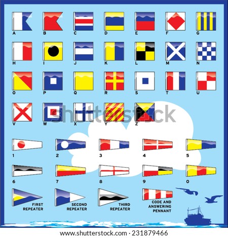 A Complete Vector Set Of Nautical Flags For Letters And Numbers ...