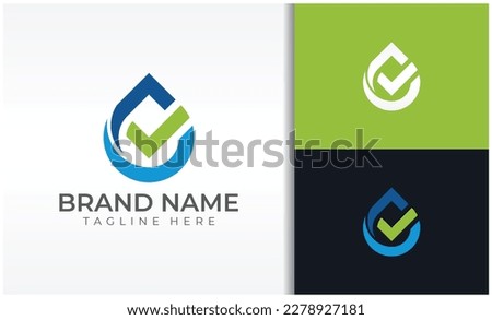 water drop logo, natural, and checklist