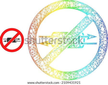 Crossing mesh stop VPN frame icon with spectral gradient. Vibrant frame mesh stop VPN icon. Flat framework created from stop VPN symbol and crossing lines.