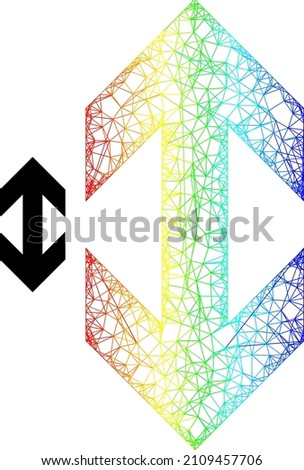 Network flip vertically framework icon with rainbow gradient. Colorful carcass net flip vertically icon. Flat carcass created from flip vertically icon and crossing lines.
