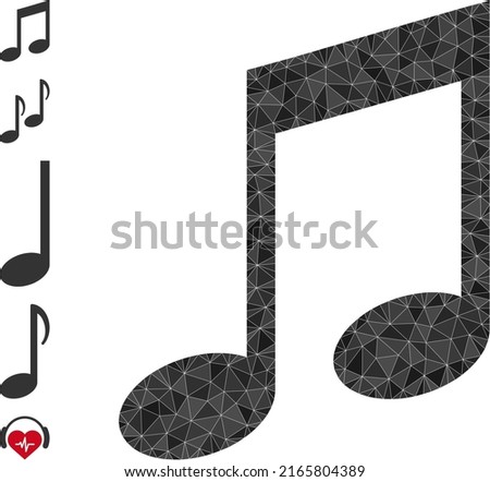 Vector triangulated music notation icon illustration is constructed with chaotic filled triangle items. Triangulated music notation polygonal icon vector illustration. Photo stock © 