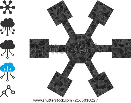 Vector low-poly square links icon illustration combined with scattered filled triangle parts. Triangulated square links polygonal symbol vector illustration.