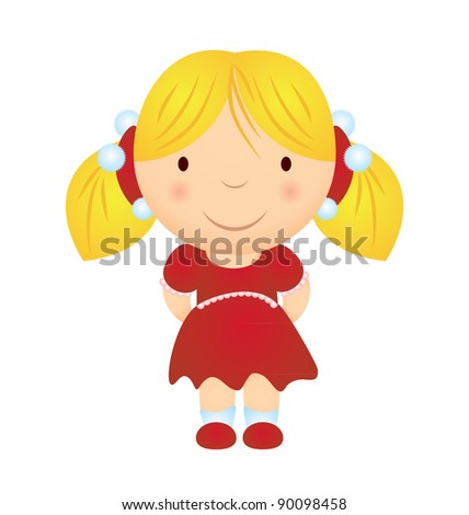Vector Cartoon Smiling Blonde Girl In Christmas Costume Illustration ...