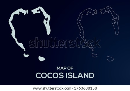 Cocos island vector map silhouette isolated. High detailed silhouette illustration. Full Editable Cocos island map vector file.
