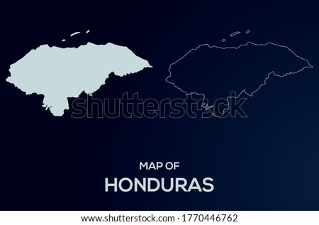 Honduras vector map silhouette isolated. Abstract design, High detailed silhouette illustration. Full Editable Honduras map vector file.